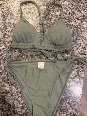Target Olive Green Textured Triangle Bikini Set.